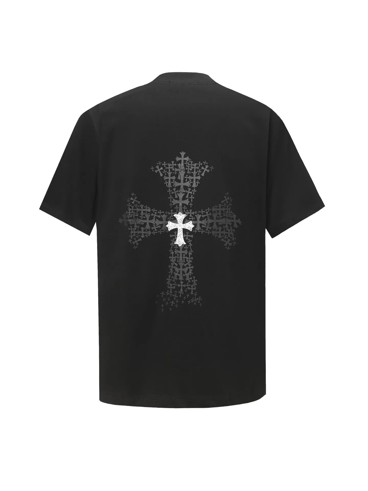 🅿️170 Chrome Hearts/Chrome Hearts 25ss cross printed short-sleeved T-shirt. Fabric 280g double yarn, 1*1 double yarn thread, soft and comfortable to the touch, no deformation, os dropped shoulders and loose version, same style for men and women. The loose version covers the flesh and looks slim but not attractive. Color: black/white Size: XS-L